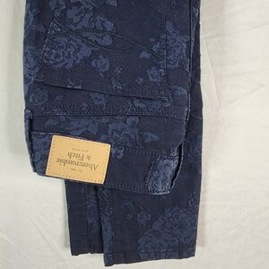 Vintage ABERCROMBIE & FITCH Size‎ 00 Navy Floral Stretch Jacquard Tapestry Pants